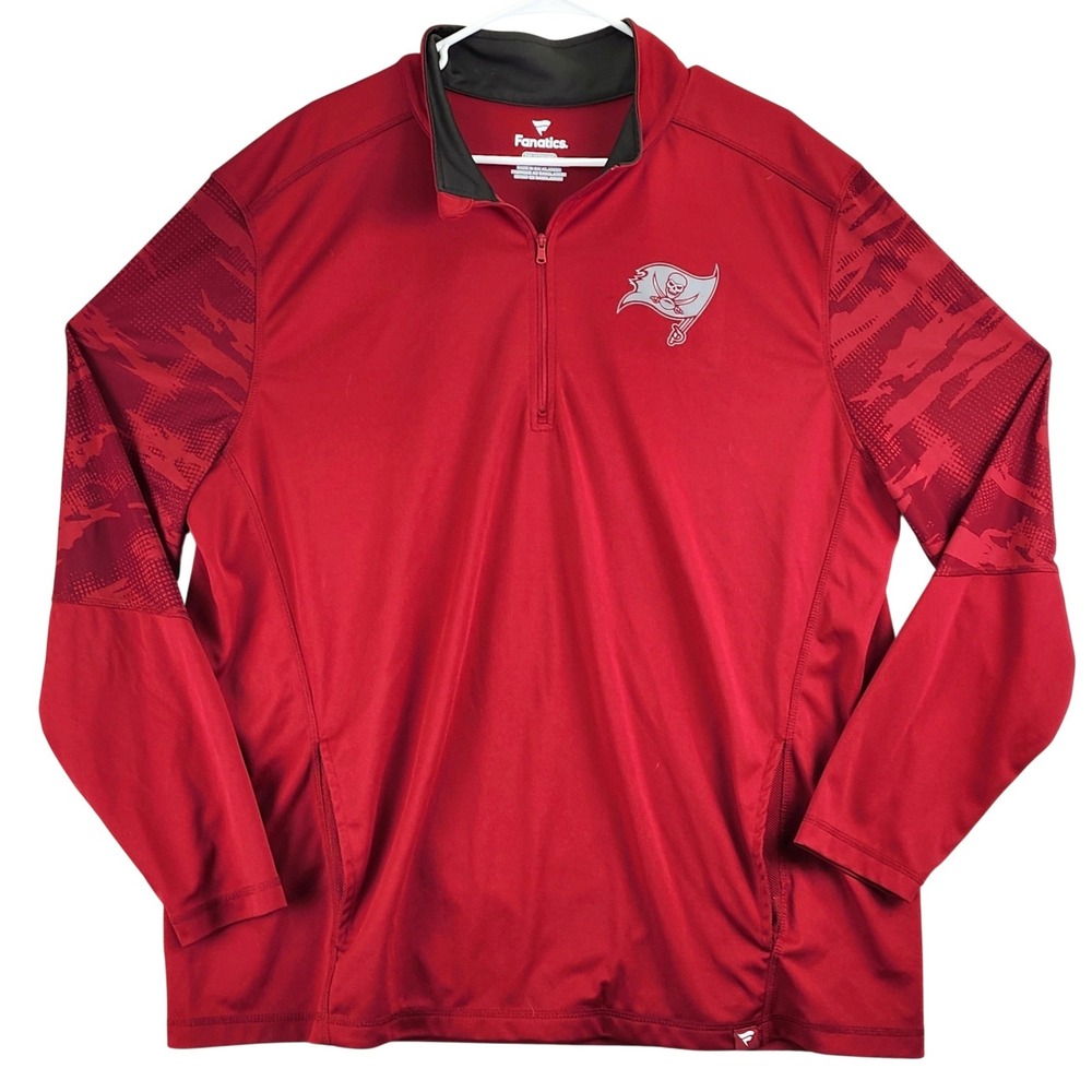 Tampa Bay Buccaneers Quarter Zip Fanatics Pullover Mens 2XL Red Camo NFL Sport